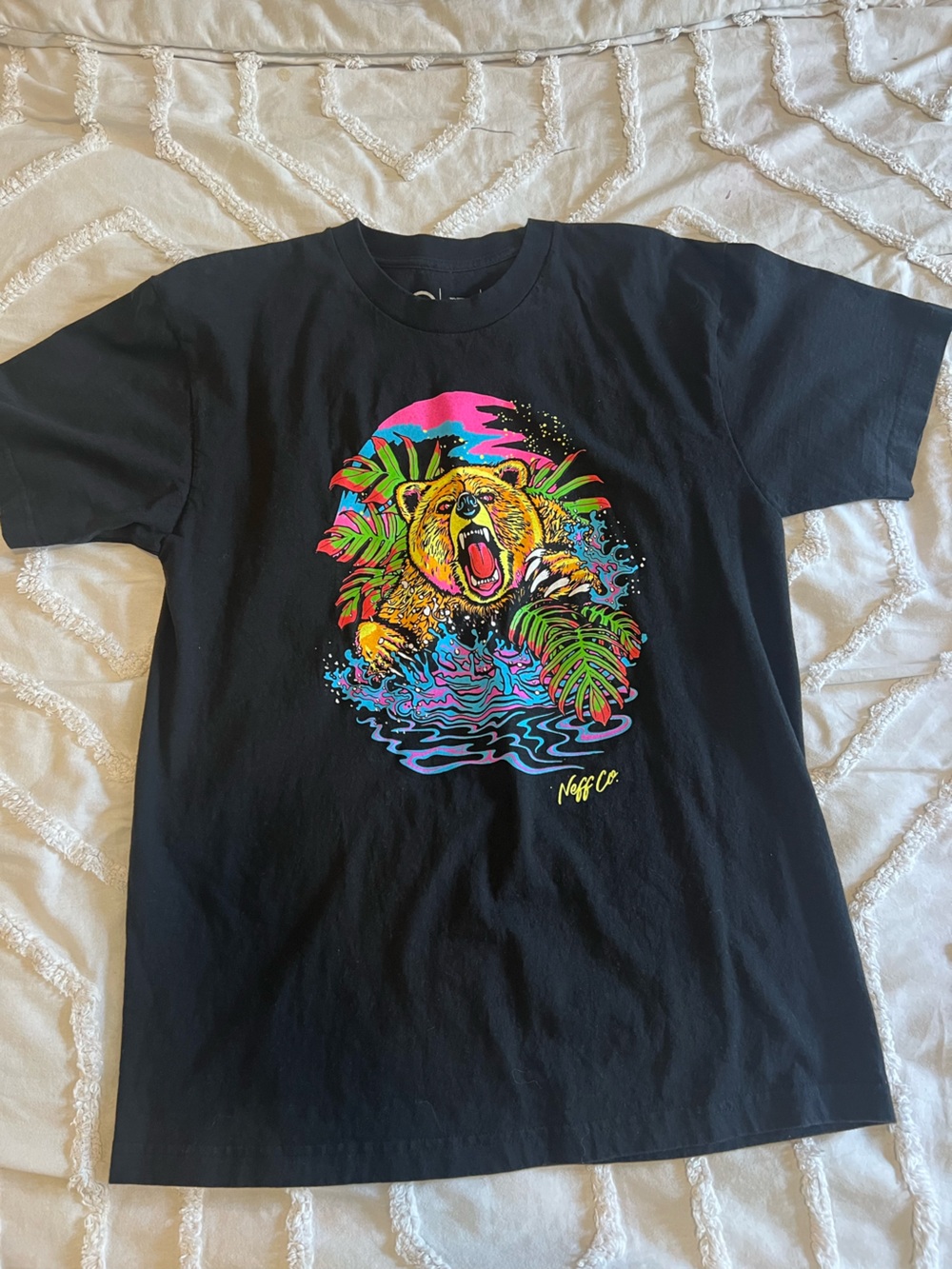 Neff Black Tee with Silver Logo Print